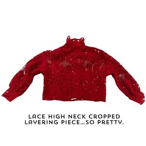 Scalloped Lace High Neck Layering Top